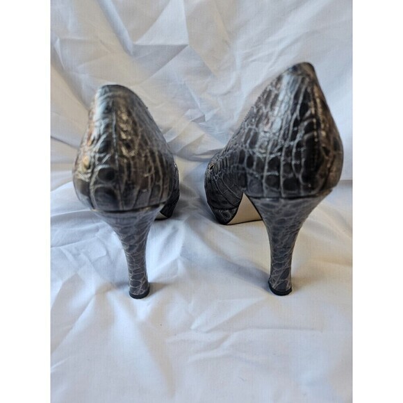 Talbots Womens Gray Crocodile Print Textured Platform Pumps Size 7B - Picture 2 of 10